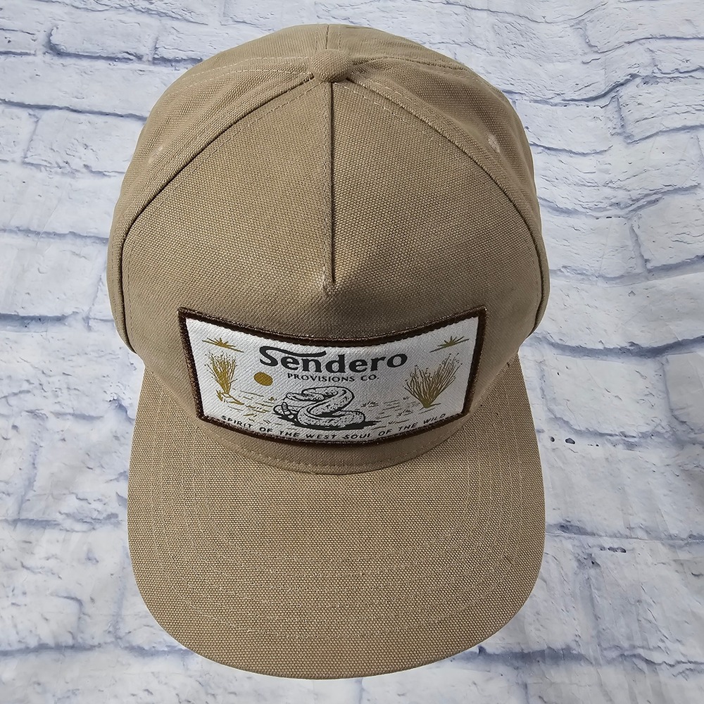Sendero Provisions Co Hat UNISEX OSFA Tan Rattlesnake Patch Snapback Western Cap